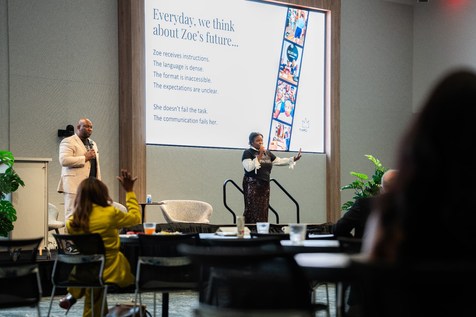 Feleceia Wilson presenting Accessibility Communications Index research to an audience